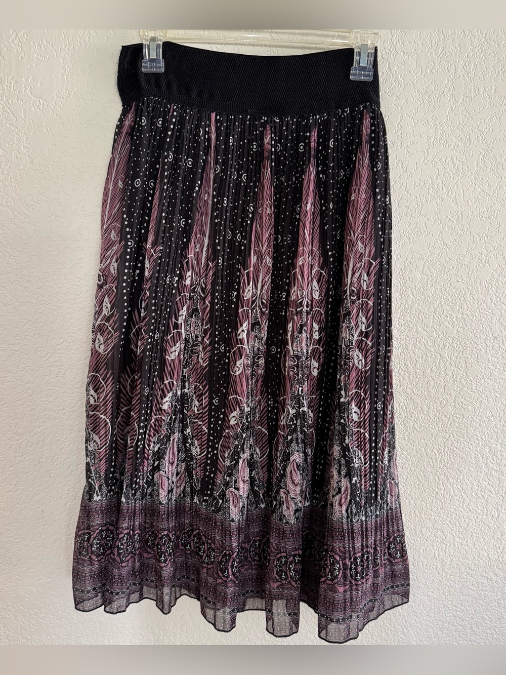 Metrowear Black Mauve Pleated Midi Skirt Whimsigoth Fairy Grunge Dark Moody L